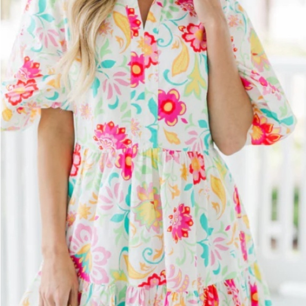 Vibrant Floral Dress by Fate new size small